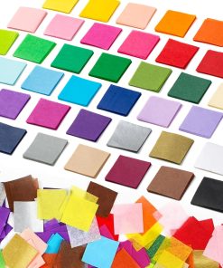 Simetufy 5400 Pcs 1 in Tissue Paper Squares 36 Assorted Colors for Crafts | Art Rainbow Tissue Paper Bulk for Mother's Day. Projects. Collage. Suncatchers. Scrapbooking - Non Bleeding