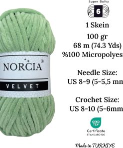 Alternative view of Soft Velvet Yarn Chenille Yarn for Crocheting Super Bulky (100g-3.50oz) (68m-74.3 yds) Baby Blanket Yarn for Knitting Amigurumi Yarn for Crochet Weaving Craft (Asparagus Green. 1 Skein)