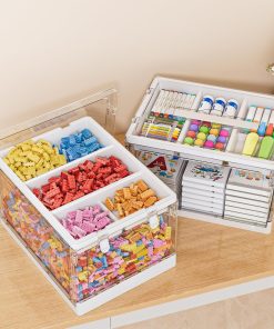 Alternative view of 24QT 2Packs Clear Craft Organizers and Storage with Trays. Art Supply Organizer and Storage. Craft Storage Box with Lid for Beads. Markers. Coloring Books. Sewing. Playdoh and Tools